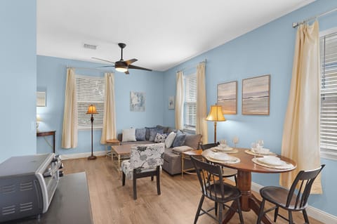 Open concept second floor living room & kitchen.