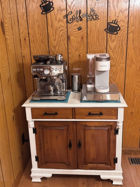 Espresso and Keurig coffee bar.