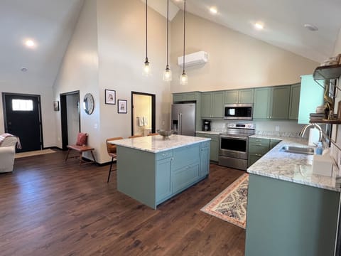 Kitchen into living room