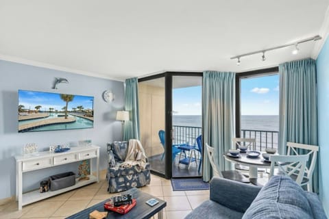 The ocean front living room is fabulous for movie night with the family.