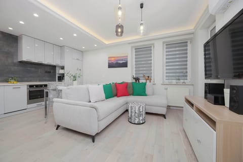 Relax in the stylish living room with a comfortable sofa and modern decor.