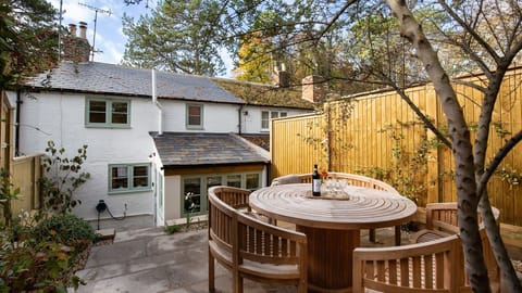 At the top of the raised garden is a wonderful dining terrace.