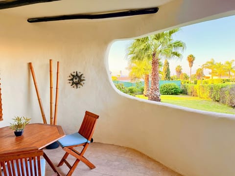 Large balcony overlooking a garden to enjoy meals, do yoga, meditate and relax