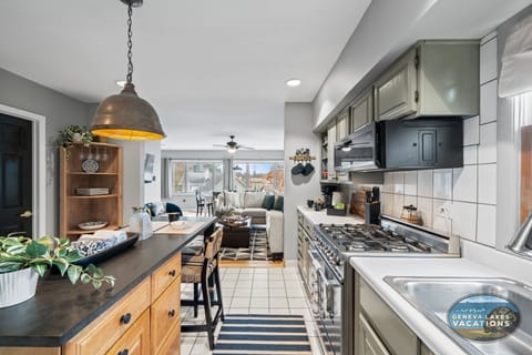 Kitchen with center island. Open floor plan.