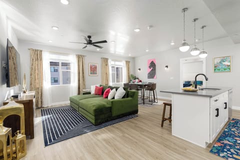 Living room with surround sound system