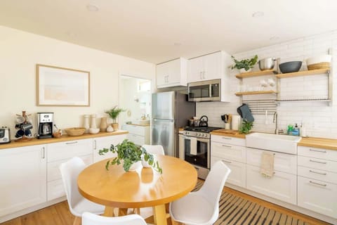 Cooking is always a pleasure in the bright, sun-filled kitchen