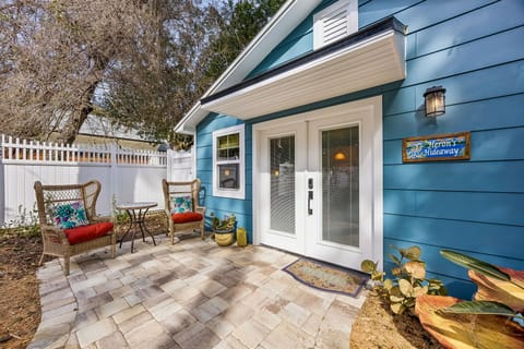 Heron’s Hideaway features a private patio, offering a serene hospitality.