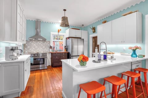 Modern kitchen with stainless steel appliances