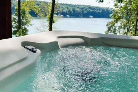 Hot tub overlooks the water