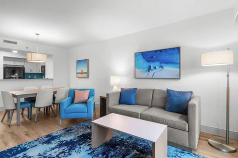 Gather together in the airy lounge with stylish coastal accents.