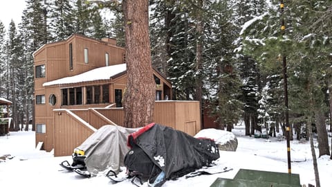 Off-road parking for snowmobiles (and vehicles in warmer weather).