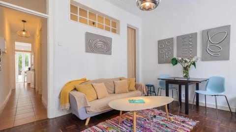A cozy and bright space, decorated with neutral tones and vibrant details, perfect for relaxing and enjoying quiet moments #lisbon #decor #apartment #vacations