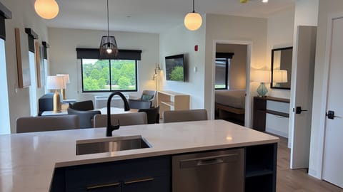 Suite, 1 Bedroom, Kitchenette | Private kitchen | Fridge, microwave, stovetop, dishwasher