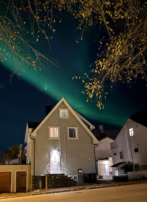 Facade of the building with Aurora outside