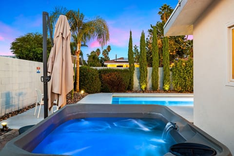 A serene backyard spa, perfect for melting away stress and enjoying peaceful moments.