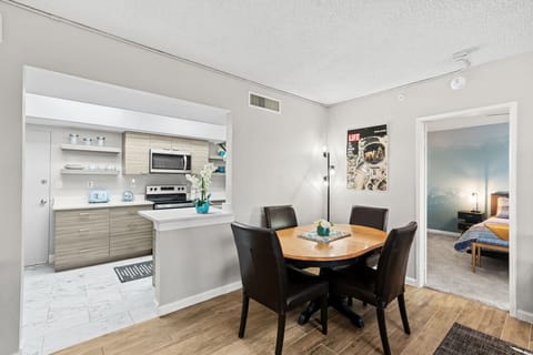 Dining table seats four