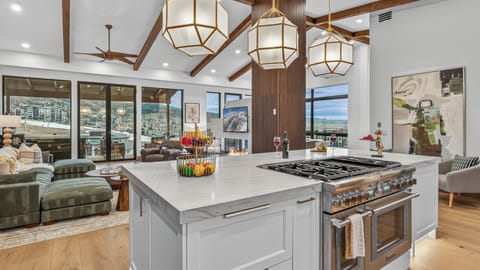 Kitchen, Upper Level - Nocturne View, with mountain views.