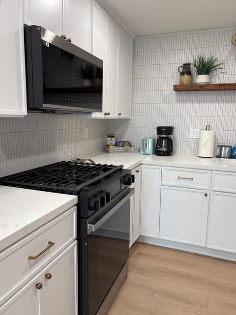 Remodeled kitchen with gas appliances