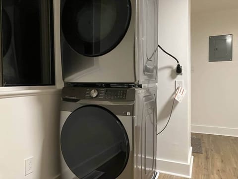 Enjoy the ease of doing laundry with the washer and dryer provided on-site.