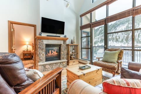 Stone Fireplace & HDTV