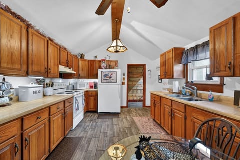 Indoors, Hardwood, Kitchen, Stained Wood, Appliance
