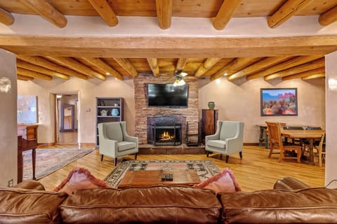 Cozy living room with new queen pull out sofa bed (not pictured)