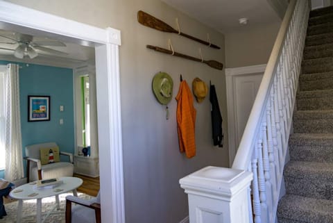 The entry hall show the beautiful details of the old house