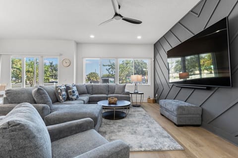 Modern living area with smart TV