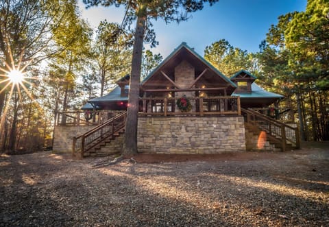 Tucked among the trees, this log cabin sets the scene for a peaceful getaway.