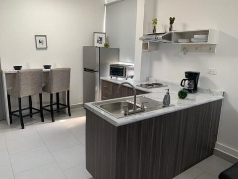 Family Studio | Private kitchen | Fridge, microwave, cookware/dishes/utensils