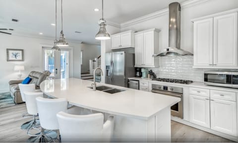Kitchen with large island for gathering and games