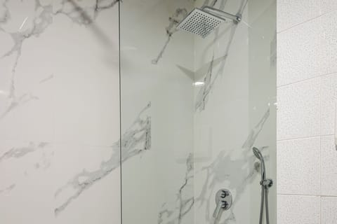 Hair dryer, bidet, towels, soap