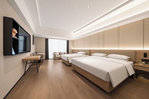 Family Twin Room, City View | Premium bedding, minibar, desk, blackout drapes