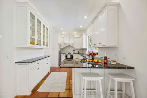 Kitchen is fully stocked for our guests; Refrigerator, Electric range, Microwave, Dishwasher, Standard drip & Keurig dual coffee machine, Toaster, Hot water pot, French press, and more.