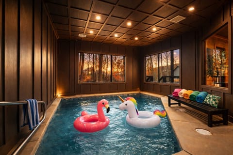 Large, indoor pool heated to a temp of 82-84 degrees.