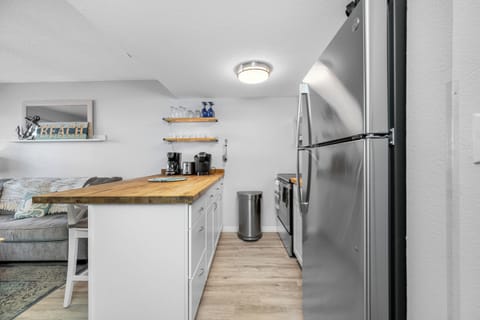 Newly updated kitchen with butcher block countertops