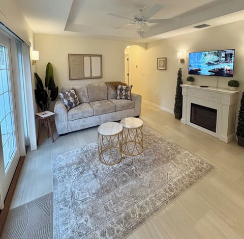 Cozy living room with queen sleeper sofa