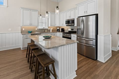 Kitchen island which seats four