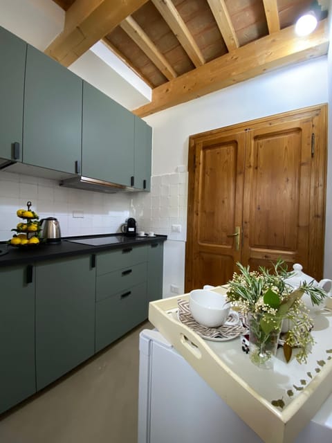 Apartment, Kitchen, Garden View | Private kitchen | Fridge, oven, stovetop, cookware/dishes/utensils