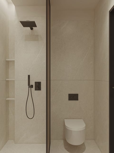 Junior Duplex, Pool View | Bathroom | Shower, free toiletries, hair dryer, towels