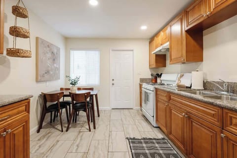 The cozy dining area doubles as a quiet workspace with free WiFi included