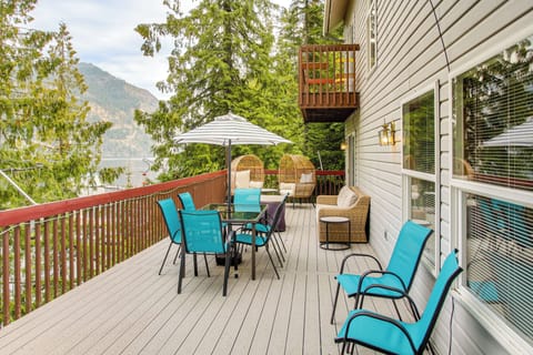 Deck seating area off the main level from the living room and kitchen. 