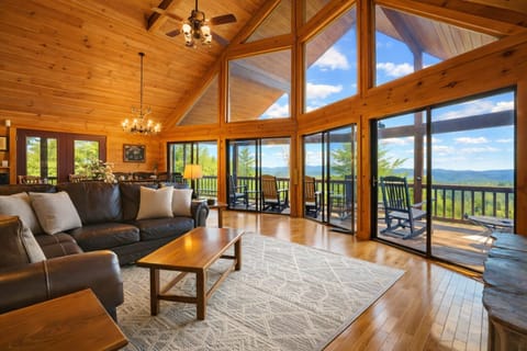 living room with stunning mountain views