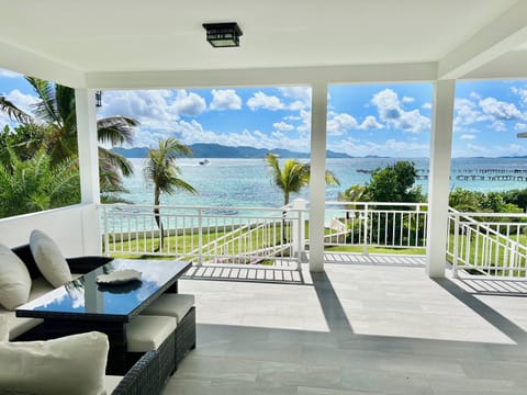 Stunning beachfront patio view of St. Maarten.