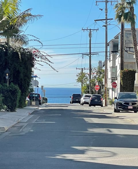 View of the ocean at the beach at end of our street.