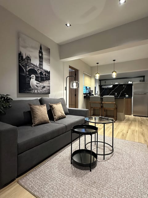 Soho POP Moderno · 1BR · Cama King · Sofá Cama · Cocina | Living area | 55-inch LED TV with digital channels