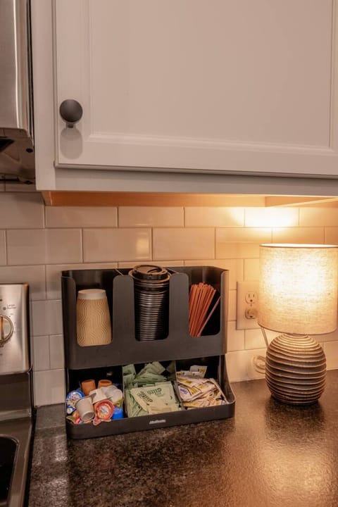 The kitchen is stocked with essential condiments, making it easy to add flavor to your meals without having to worry about the basics.