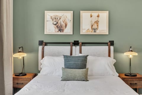 Get a good night`s sleep in your large queen bed after a long day