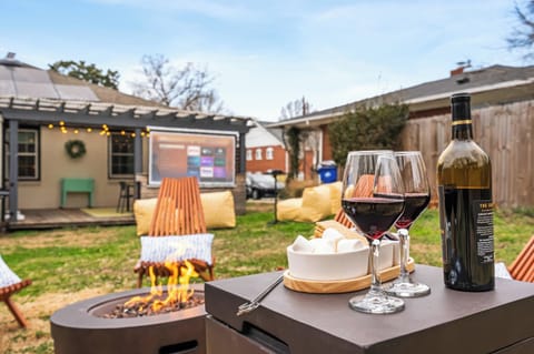 Enjoy your fave snacks and beverages by our backyard with movie and fire pit