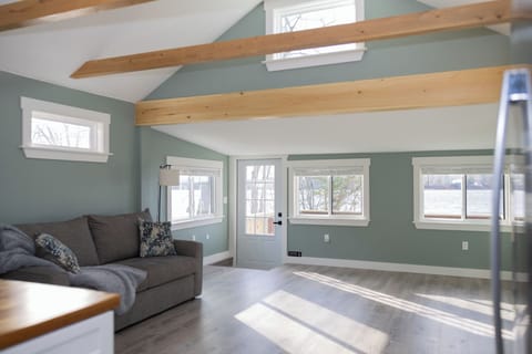 Maine View: Watch your ice fishing flags from the sofa through the large windows